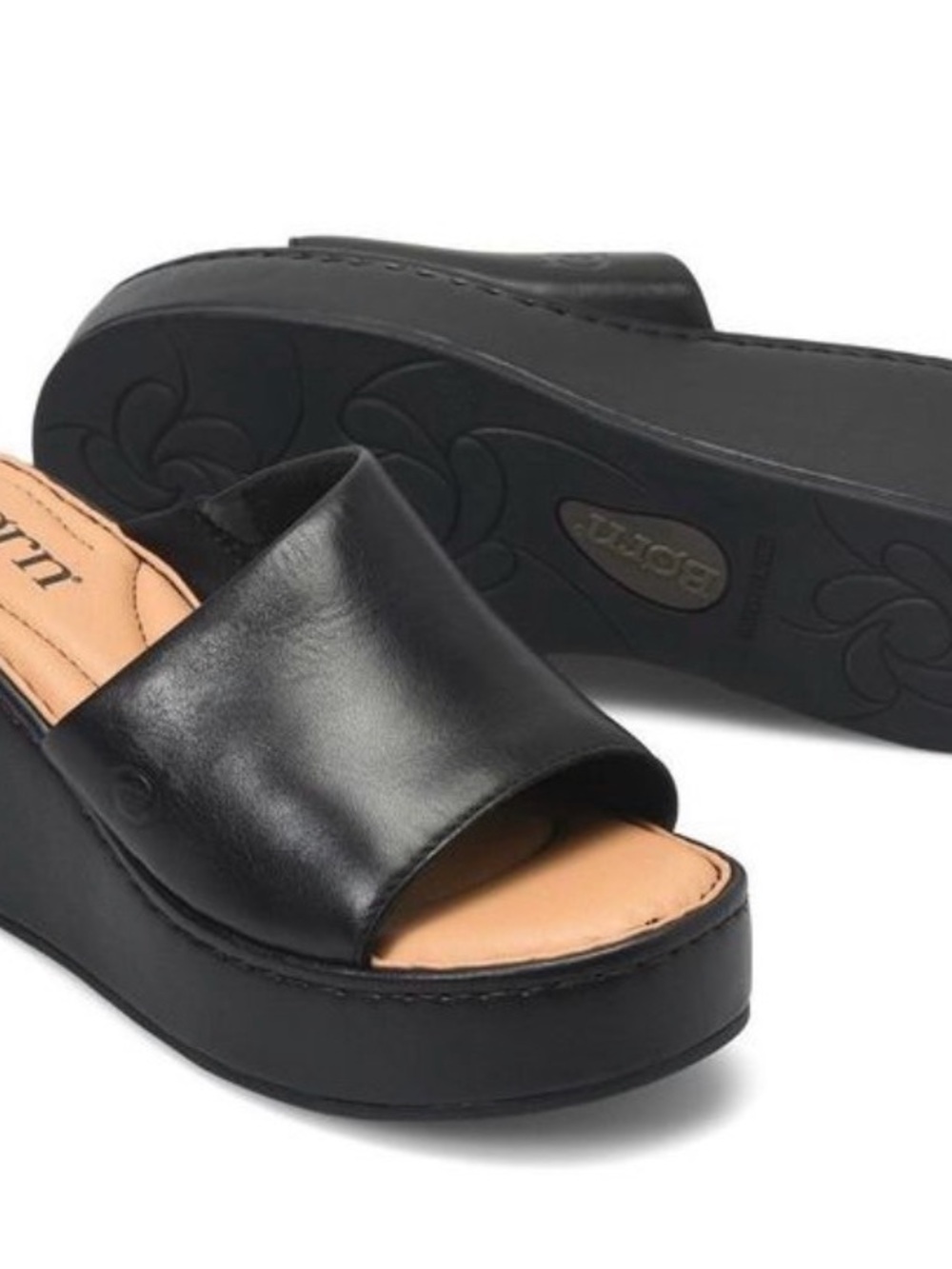 Born Shilo Black Platform Slide Mules size 7